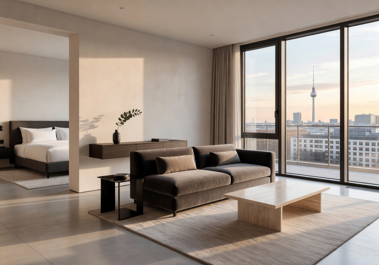 Modern luxury hotel suite interior in Berlin