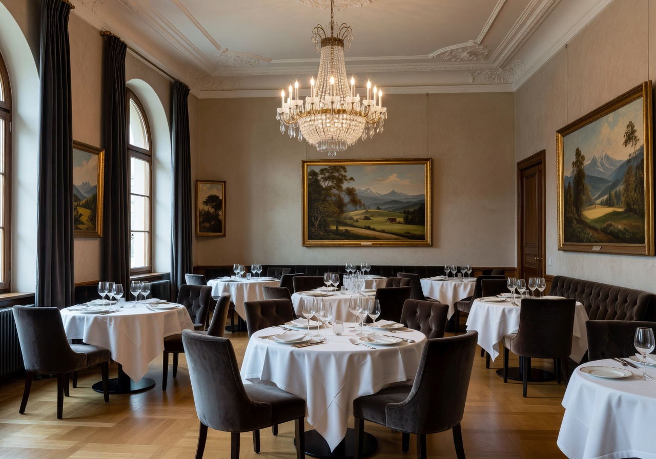 Elegant dining room in a Munich boutique hotel